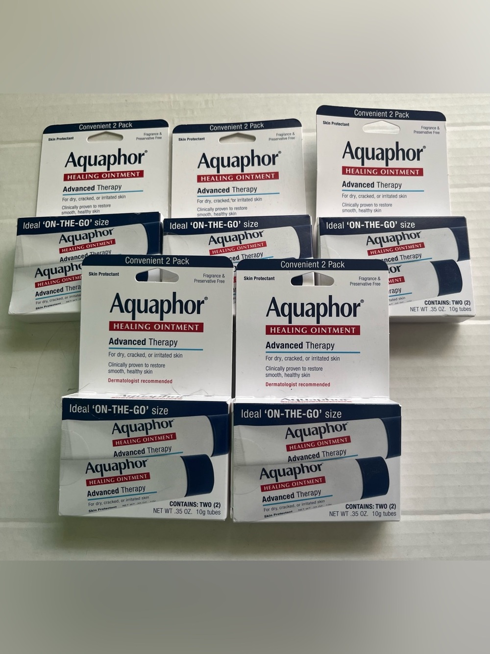 5 Packs (2 in each) 10 Aquaphor Healing Ointment for Dry Cracked Skin